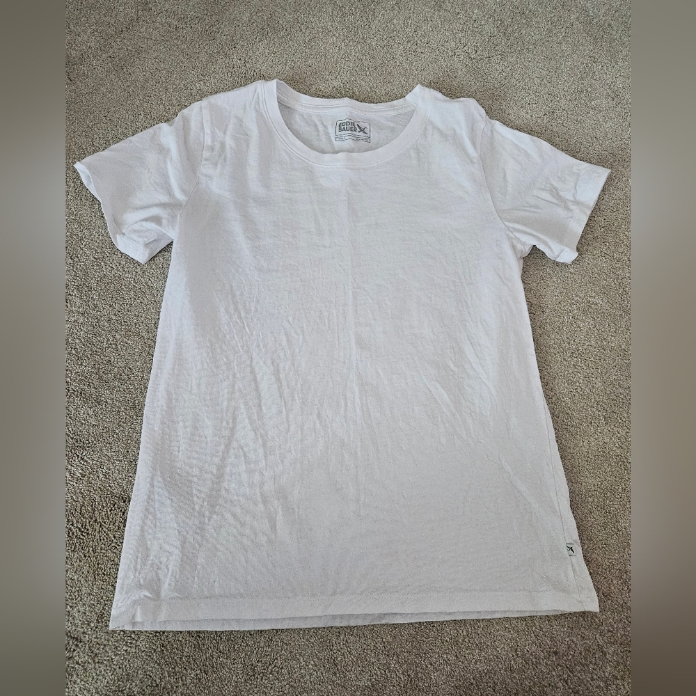 Eddie Bauer White Short Sleeve Tee, Size Small